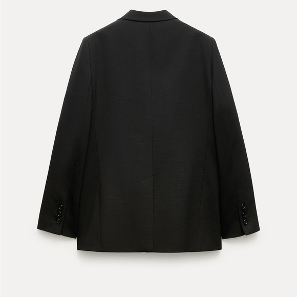 Zara Oversized Wool Blend Jacket Blazer Coat ZW Collection Black size XS NWT - Picture 8 of 16
